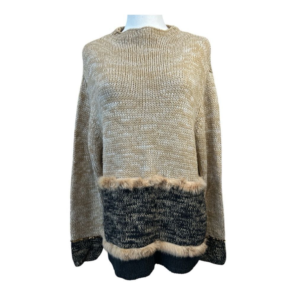 VINTAGE Carducci Women’s Large 80’s Fur Sequin Chunky Knit Wool Mob Wife Sweater